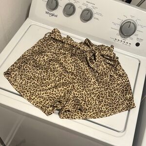 SHEIN High Waist Brown Tan Shorts with Animal Print